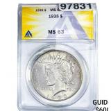 1935 Silver Peace Dollar ANACS MS63