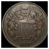 1867 Two-Cent Piece NEARLY UNCIRCULATED