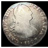 1807 Silver 2 Reales Mexico Mint (Mo). LIGHTLY CIR