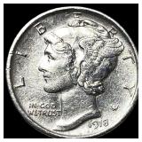 1918-D Silver Mercury Dime CHOICE AU