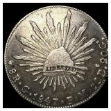 1847-Mo Mexico Silver 8 Reales NEARLY UNCIRCULATED
