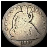 1861 Silver Seated Liberty Half Dollar NICELY  CI