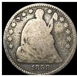 1858 Silver Seated Liberty Half Dime NICELY  CIRC