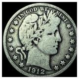 1912 Silver Half Dollar Barber LIGHTLY CIRCULATED