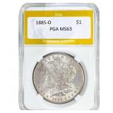 1885-O Morgan Silver Dollar PGA MS63