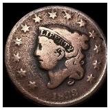 1838 Coronet Head Large Cent NICELY CIRCULATED