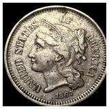 1867 Nickel Three-Cent Piece CLOSELY UNCIRCULATED
