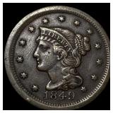 1849 Braided Hair Large Cent NEARLY UNCIRCULATED
