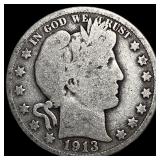 1913 Silver Half Dollar Barber NICELY CIRCULATED