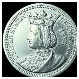 1893 Silver Isabella Quarter CLOSELY  UNCIRCULATE