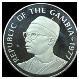 1977 Gambia Silver 40 Dalasis CHOICE PROOF