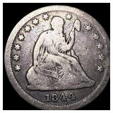 1844 Seated Liberty Silver Quarter ABOUT UNCIRCULA