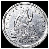1854 Arrows Seated Liberty Quarter CLOSELY UNCIRCU