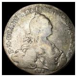1774 Silver Russia Rouble Catherine II NICELY  CI