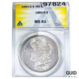1881-S Morgan Silver Dollar ANACS MS61