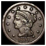 1857 Braided Hair Large Cent NEARLY UNCIRCULATED