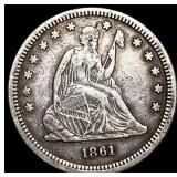 1861 Seated Liberty Quarter NEARLY UNCIRCULATED