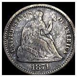 1871 Silver Half Dime NEARLY UNCIRCULATED