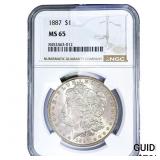 1887 Morgan Silver Dollar NGC MS65
