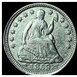 1853 Arrows Seated Liberty Half Dime CHOICE AU