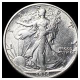 1916-D Silver Walking Liberty Half Dollar  CHOICE