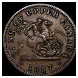 1857 Bank of Upper Canada One Penny Token NEARLY U