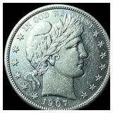 1907-D Silver Barber Half Dollar CLOSELY  UNCIRCU