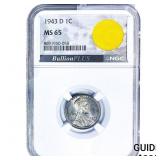 1943-D Wheat Cent NGC MS65 WWII Parachute Fragment