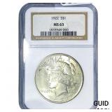 1922 Silver Peace Dollar NGC MS63