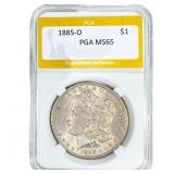 1885-O Morgan Silver Dollar PGA MS65