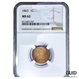 1863 Indian Head Cent NGC MS62