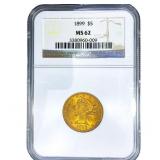1899 $5 Gold Half Eagle NGC MS62