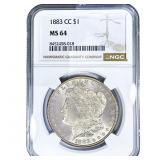 1883-CC Morgan Silver Dollar NGC MS64