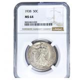 1938 Walking Liberty Half Dollar NGC MS64
