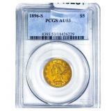 1896-S $5 Gold Half Eagle PCGS AU53