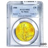 1908 $20 Gold Double Eagle PCGS MS62 No Motto