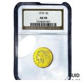 1910 $5 Gold Half Eagle NGC AU58