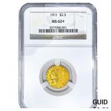 1911 $2.50 Gold Quarter Eagle NGC MS62+