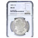 1893 Morgan Silver Dollar NGC MS65