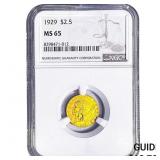 1929 $2.50 Gold Quarter Eagle NGC MS65