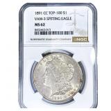 1891-CC Morgan Silver Dollar NGC MS62 VAM-3