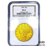 1900 $20 Gold Double Eagle NGC MS61