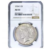 1934-S Silver Peace Dollar NGC AU53