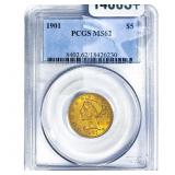 1901 $5 Gold Half Eagle PCGS MS62