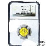 1907 $2.50 Gold Quarter Eagle NGC MS62