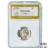 1913 Buffalo Nickel PGA MS66 Type 1