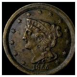 1855 Braided Hair Half Cent CLOSELY UNCIRCULATED