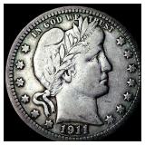 1911-S Silver Barber Quarter LIGHTLY CIRCULATED