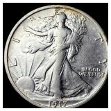 1917 Walking Liberty Half Dollar CLOSELY UNCIRCULA