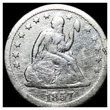 1857-O Silver Seated Liberty Quarter LIGHTLY CIRCU
